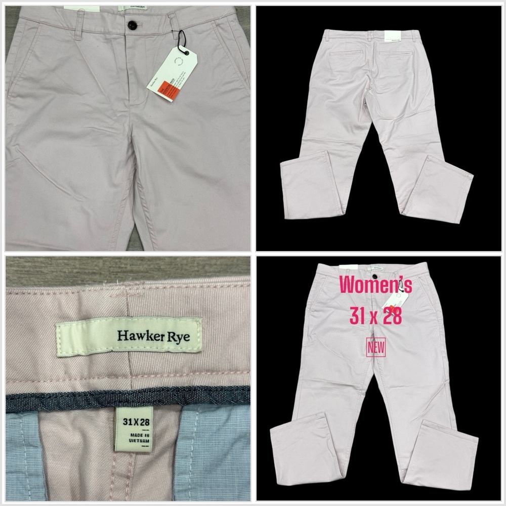 Womens Hawker Rye 31 x 28 Slim Chino Khakis Pants Light Pink Straight Stretch